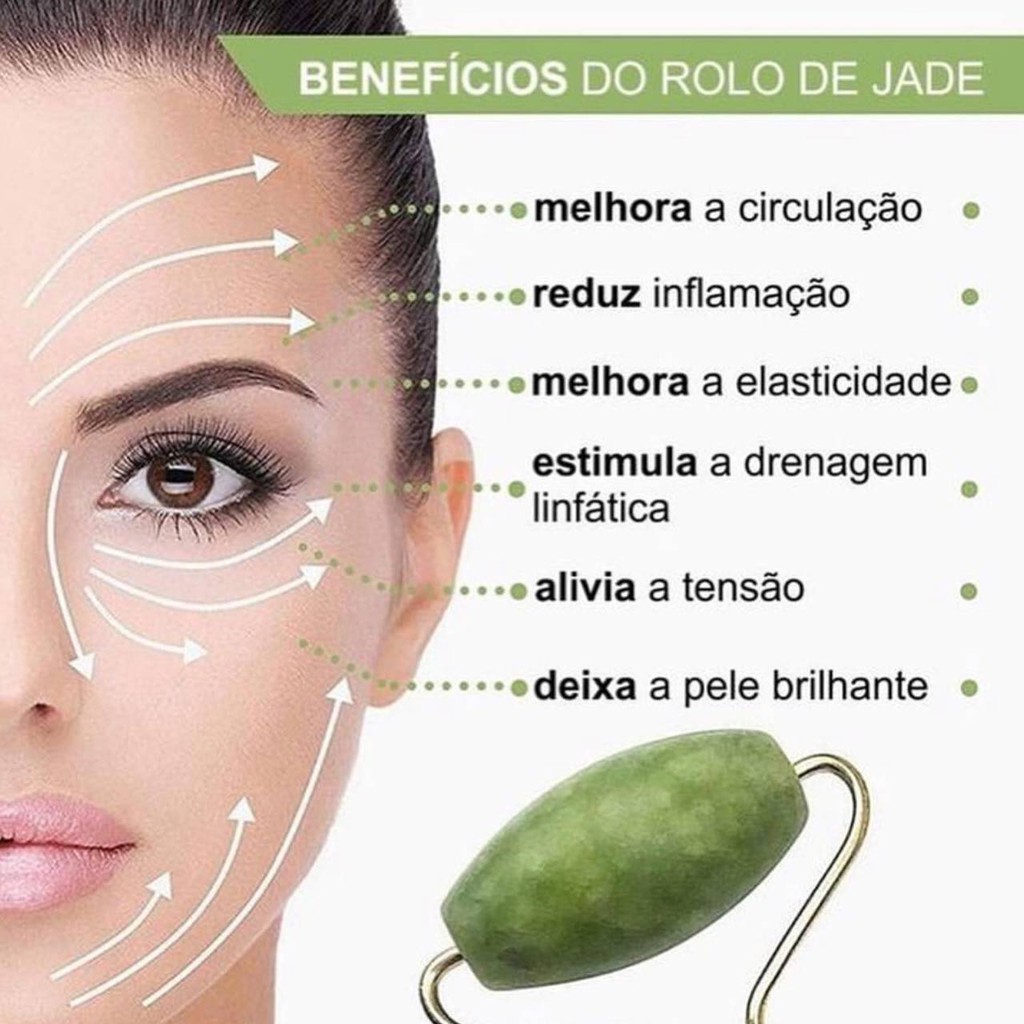 Rolos Massageador Pedra De Jade Massagem Facial Anti Rugas | Shopee Brasil