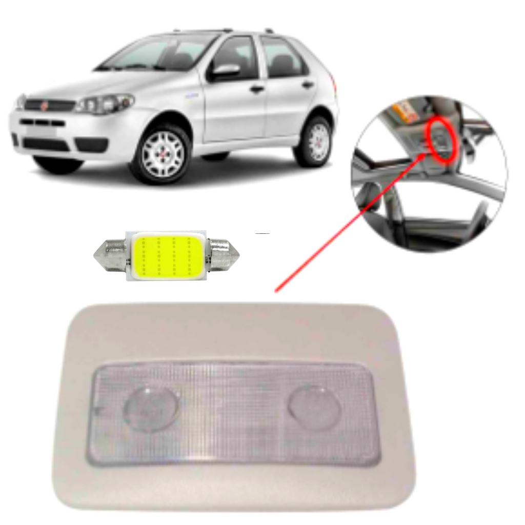 Lanterna Luz Teto Cortesia + Lampada Led Fiat Palio Siena Strada G3 2004 2005 e 2016 em Oferta na Shopee