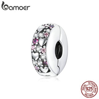 Bamoer 925 Sterling Silver Orignal Charme Beads Cubic Zirconia Fit Pulseira Colar De Presente Da Moda Para As Mulheres Scc1745