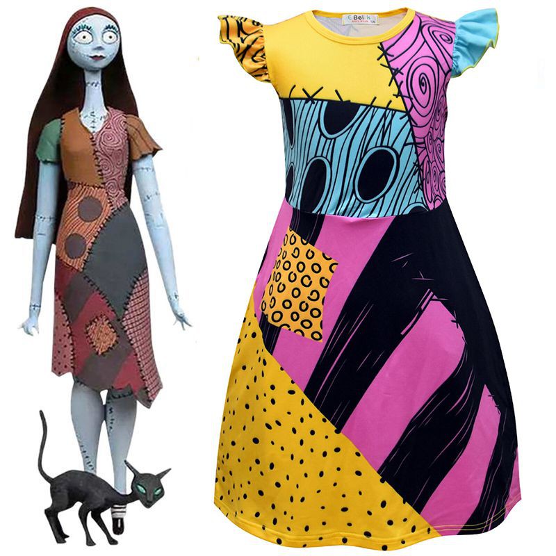 carton The Nightmare Before Christmas Kids Baby Girls Halloween Sally Dress  Costume | Shopee Brasil