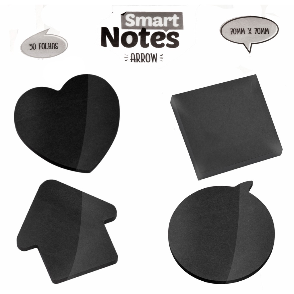 Bloco de Notas Adesivas Preto 50 Folhas - BRW