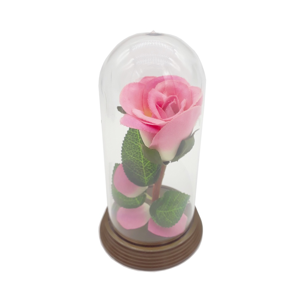 Redoma Cúpula A Rosa Encantada A Bela E A Fera / Pequeno Príncipe Base Ouro P Rosa Rosa
