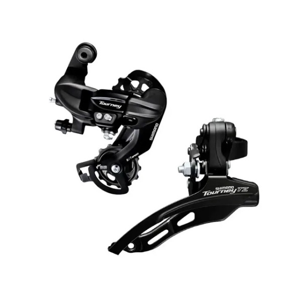 Kit Shimano Tourney Câmbio Traseiro Sem Gancheira Ty300 e Dianteiro tz510 Puxada Por Cima