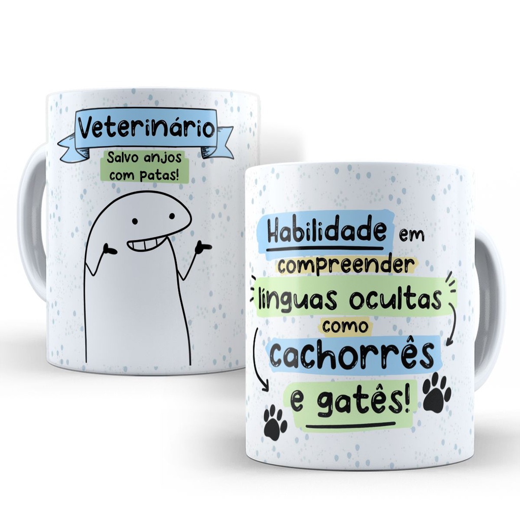 Caneca Veterinario Personalizada com nome Flork Engraçada Divertida Xicara de Porcelana Presente Profissões 363