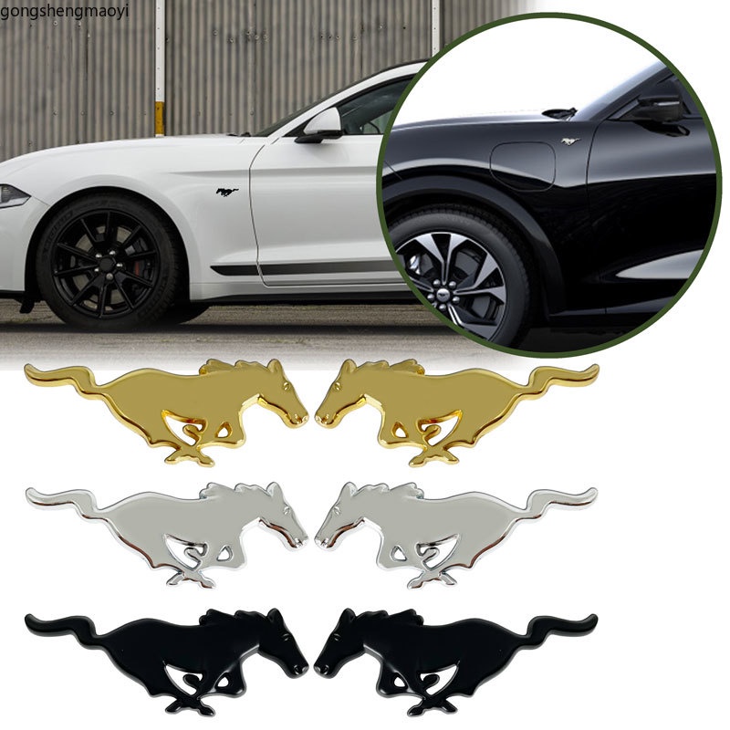 3D Metal Autocolante De Cavalo De Corrida Emblema De Asa Lateral Para Ford Mustang Shelby GT 350 500 Cobra