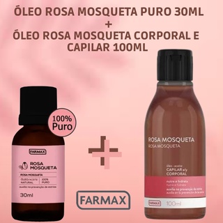 Óleo de Rosa Mosqueta 100% Puro 30ml Farmax + Óleo de Rosa Mosqueta Corporal e Capilar 100ml Farmax