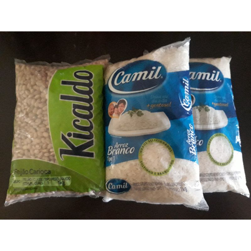 Kit Com Pacotes De Arroz Branco Camil E Pacote De Feijao Carioca