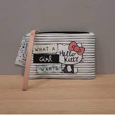 Carteira almoço PU listrada em branco e preto Tema: Hello Kitty em Oferta na Shopee