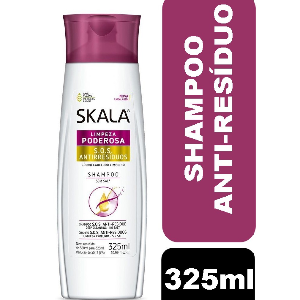 Shampoo Anti-Resíduos Skala Limpeza poderosa 325ml em Oferta na Shopee