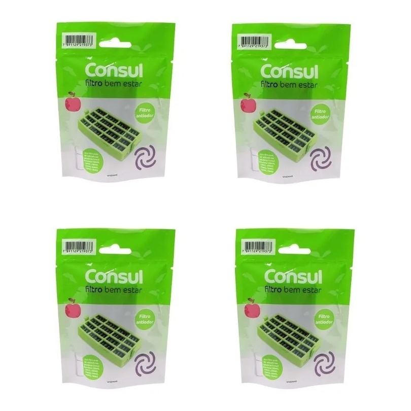 Kit Com 4 Filtros Original Bem Estar Geladeira Consul Anti Bactéria W10515645 K00004