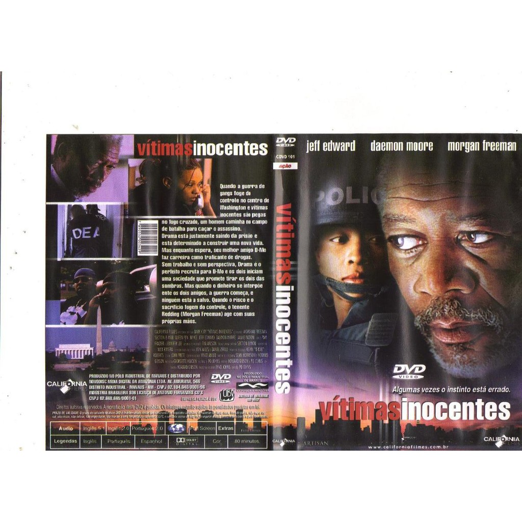 Dvd Vítimas Inocentes, Morgan Freeman, Ação, Original