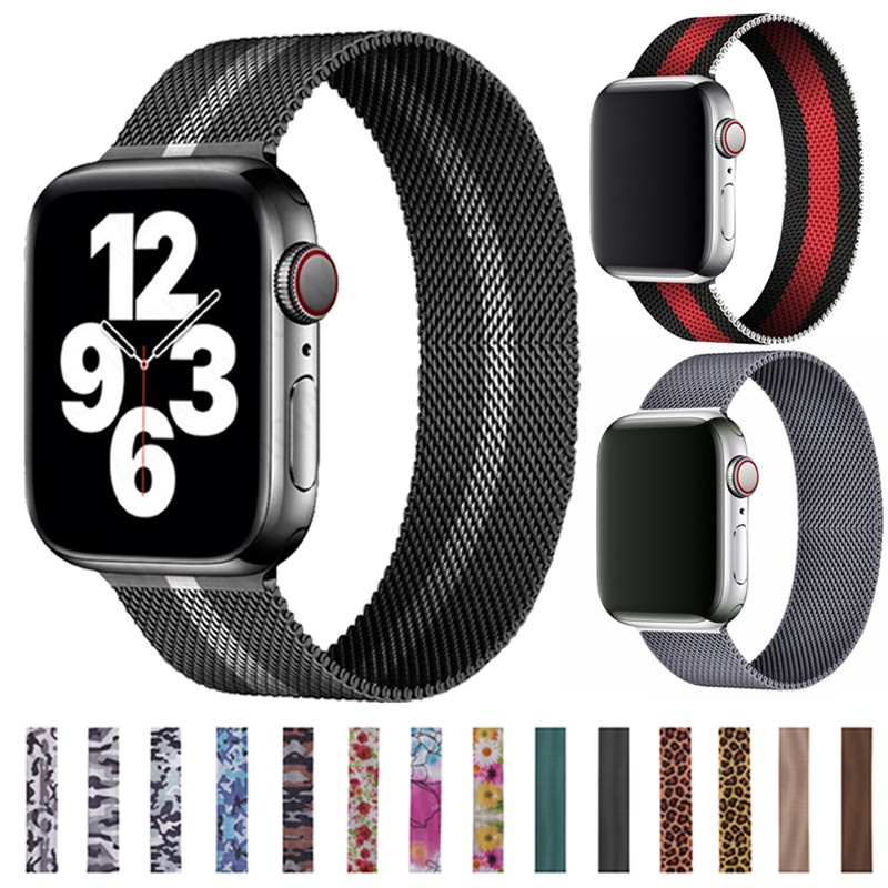 Para A Cinta Apple Watch Band 44mm 40mm 38mm 42mm Loop Magnética Correa Pulseira iWatch Serie 3 4 5 6 se 7 45mm 41mm Relógio Inteligente