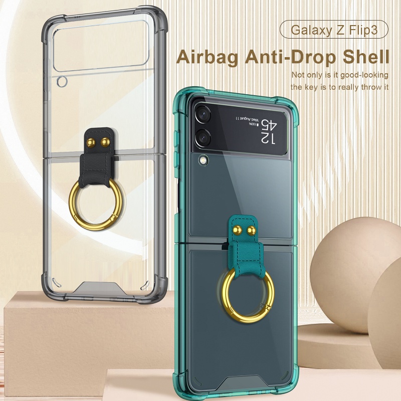 Capa De Celular Anti-Queda Para Samsung Galaxy Z Flip 3 Tampa Traseira Zflip 4 Capas Porta-Anel Dobrável