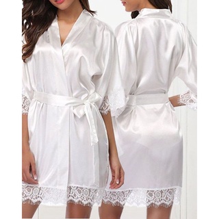 Robe Roupão De Cetim Noiva Renda