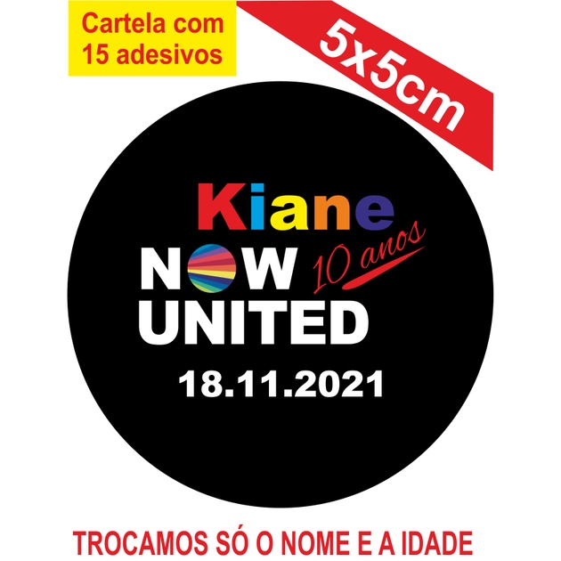 2 Cartelas de Adesivos (30 unidades) Personalizados NOW INITED 5x5cm Festa Aniversário Lembrancinha