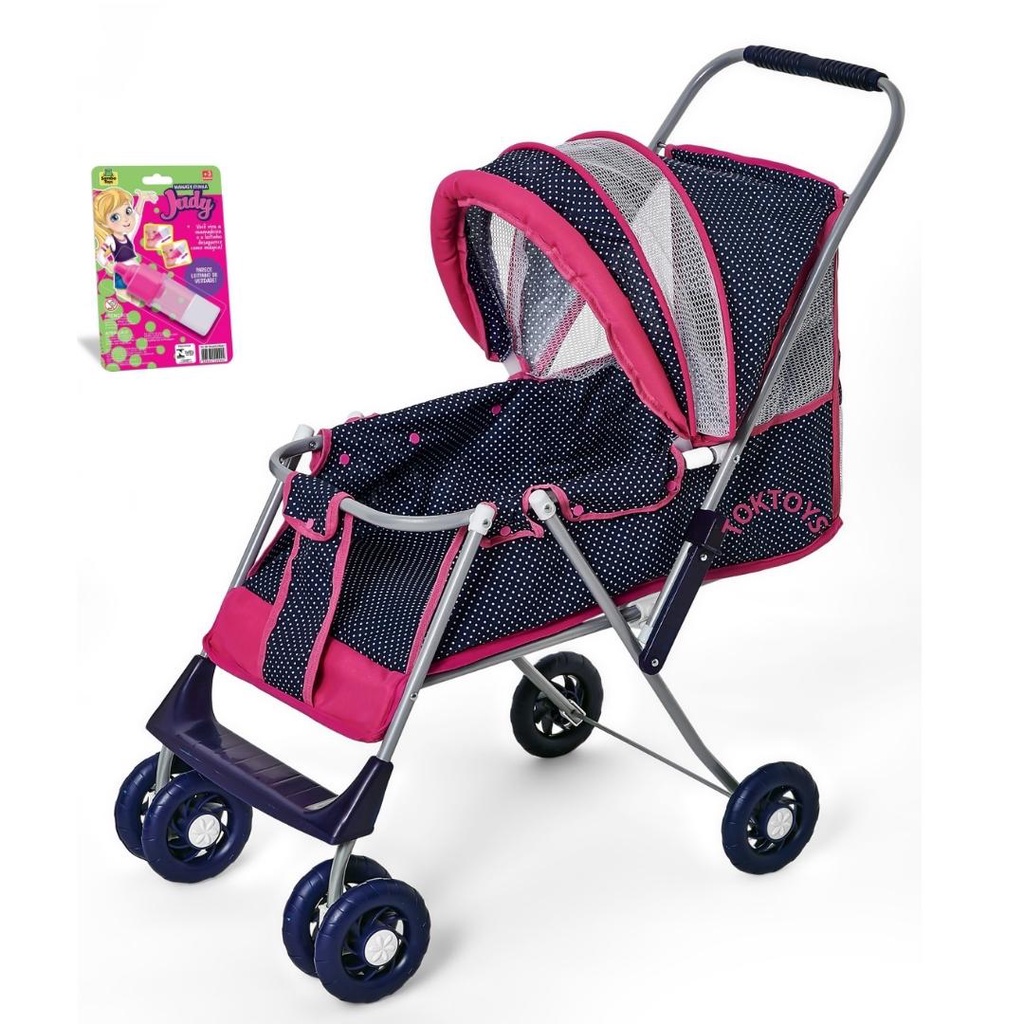 Carrinho de Boneca Infantil Bebê Reborn Alive Milan Luxo + mamadeira magica