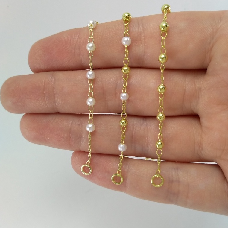 Pulseira de Bolinha e Perola Bebê Infantil Semijoia Antialérgico Banhado a Ouro 18k em Oferta na Shopee