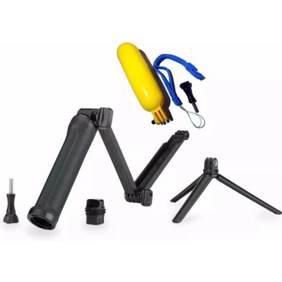Bastão Go Pro Dobrável 3 Way Boia Gopro Hero 3 4 5 6 7 Black