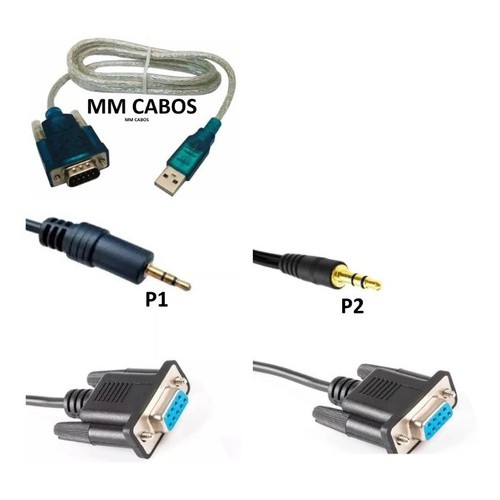 Kit Cabo Recovery Rs 232 Db9 Usb + Cabo Db9 P2 + Cabo Db9 P1.