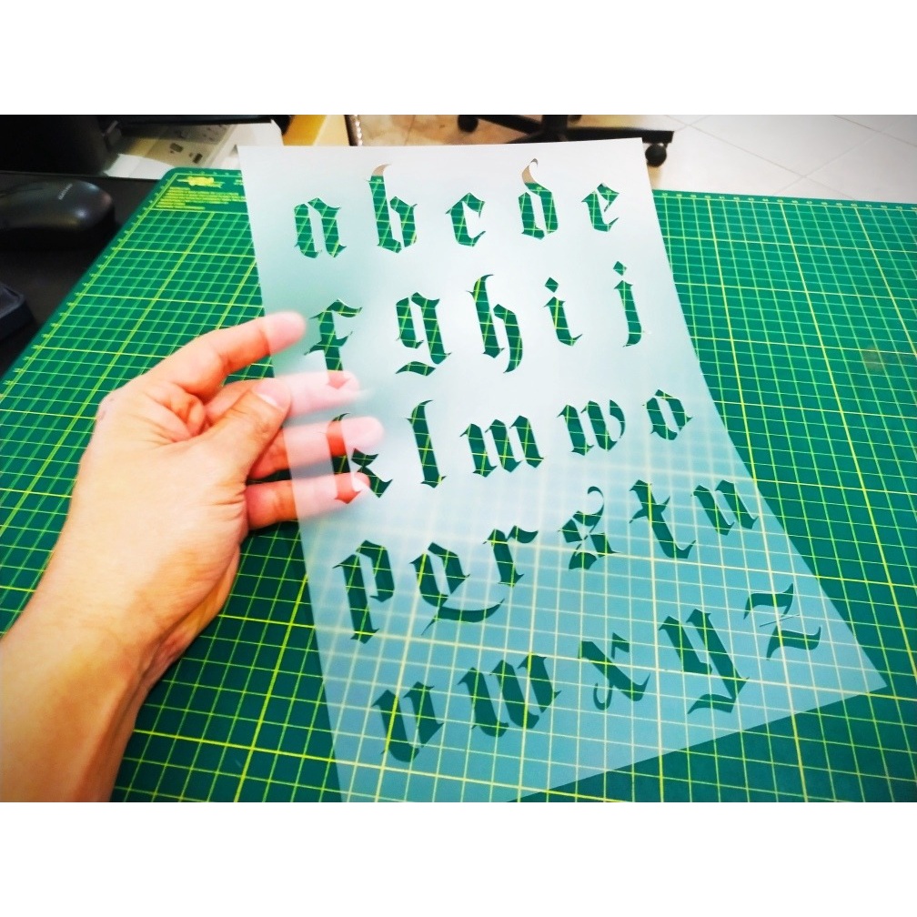 Molde Stencil Letras Medievais / Alfabeto Gótico p/ Pinturas