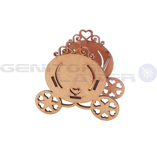 20 Mini Carruagem 12cm Cachepot Coração Mdf. Festa Pglaser
