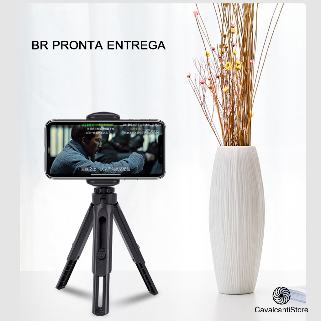 Mini Tripé De Mesa Portátil P/celular Câmera Ajustável Rotação 360º Suporte p/ Modo Horizontal e Vertical Flexible Conforto Lindos-Estoque Brasi