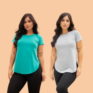 Kit 2 Blusas Mullet Feminina T-shirt Sobre Legging Tapa Bumbum Viscolycra Academia Fitness Blogueira
