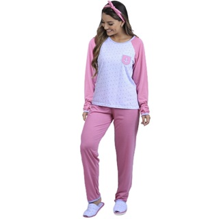 Conjunto Longo Roupa De Dormir Para Frio Estampado Tamanhos Plus Size XG XGG EXG em Oferta na Shopee
