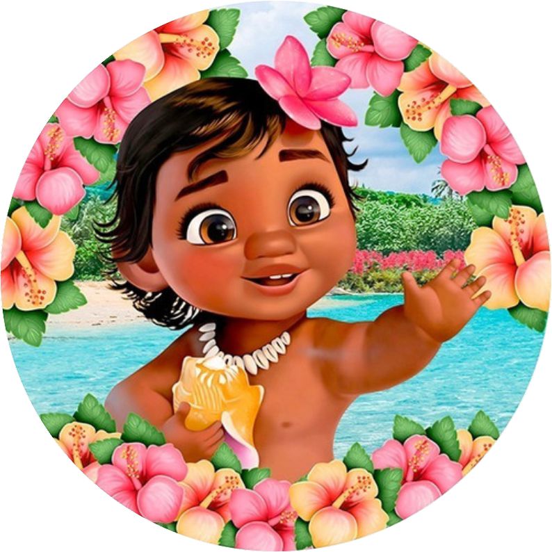 Painel Redondo Em Lona Fosca Medindo 1x1 Moana Baby 06 Shopee Brasil