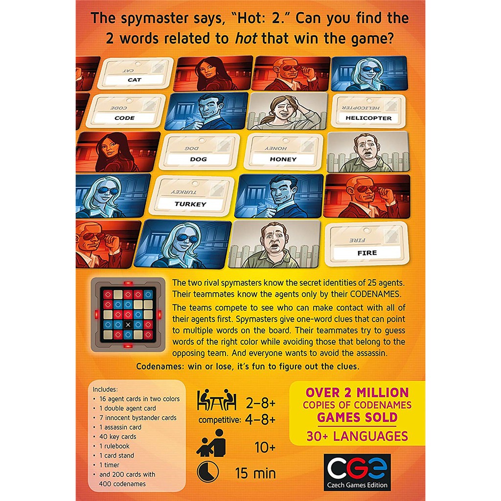 Codenames Board Game Confidential Action Family Friend Party Game Card Game  | Shopee Brasil