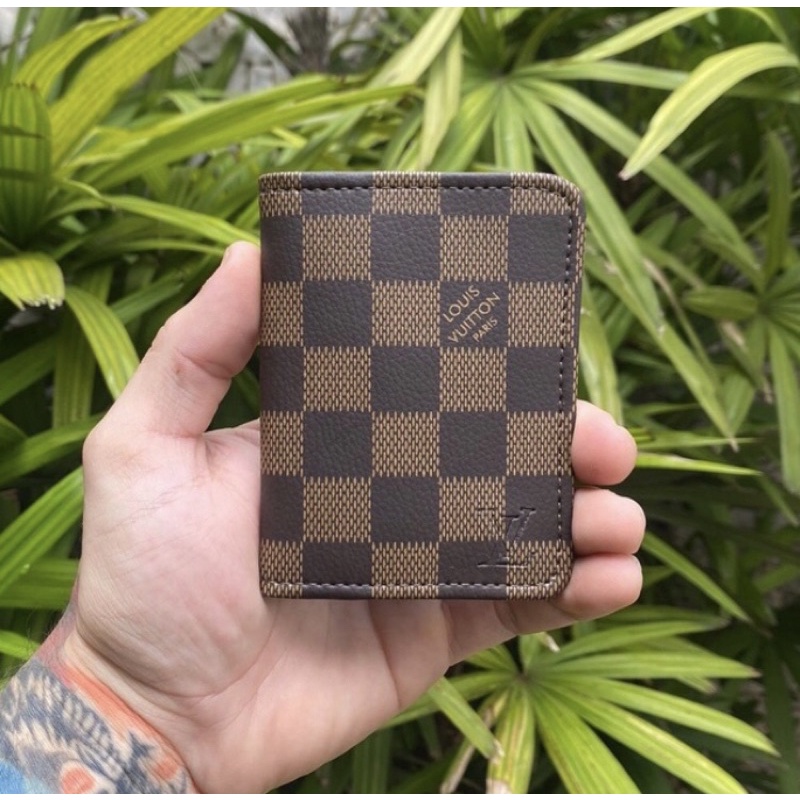 brown checkered lv wallet