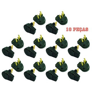 Plugue Prensa Cabo Preto 10a 3 Pinos Maciços Radial c/ 10 em Oferta na Shopee