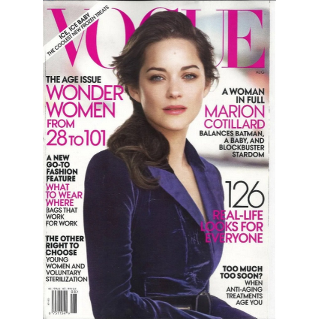 REVISTA VOGUE, DE AGOSTO DE 2010, COM MARION COTTILLARD NA CAPA.