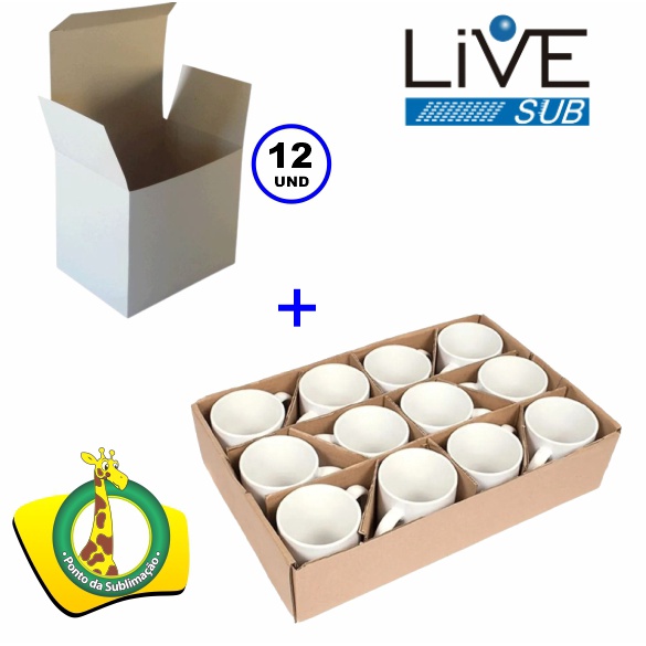 Caneca De Cerâmica Branca Para Sublimação Live Classe AAA 325ml - 12 ...