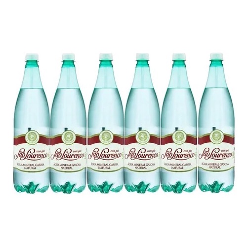 Kit 6 Und Água Mineral São Lourenço Com Gás Garrafa 1.26 L