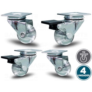 Kit 4 Rodinhas Giratória Roda em Gel 2 C/ Trava e 2 S/ Trava 35mm 1.3/8 Colson em Oferta na Shopee