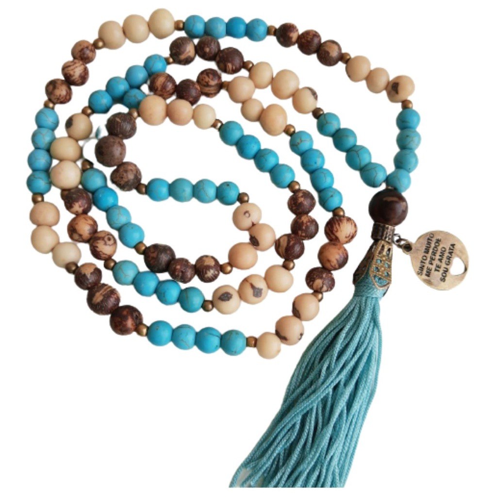 Imagem Japamala 108 Contas em Turquesa e Semente de Açai