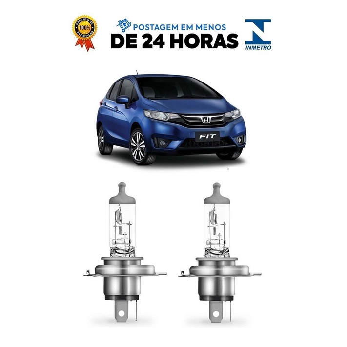 Par Lampada Farol Honda New Fit 2013 2014 2015 H4