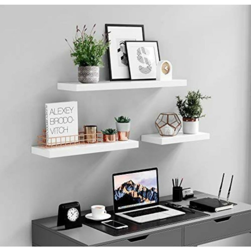 Kit 3 Prateleiras Reta 40/50/60 cm   P/ Decoração , Parede , Cozinha, Sala e Quarto