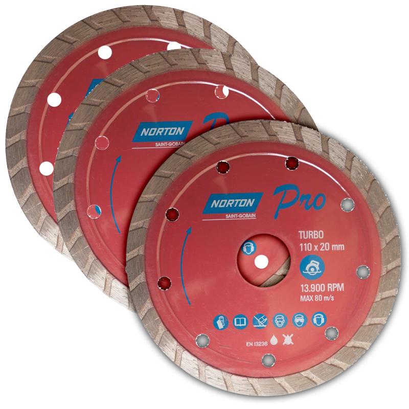 Disco Diamantado 4.3/8 POL Turbo PRO com 3 Peças NORTON em Oferta na Shopee