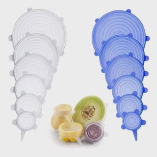 Kit 6 Tampas Silicone Panela Pote Universal Flexível Lavável Silicone Proteja sua Comida
