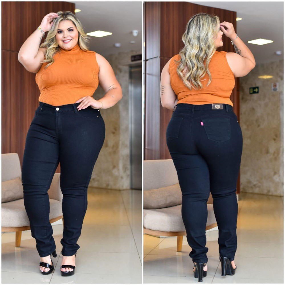 calça jeans com lycra feminina cintura alta plus size