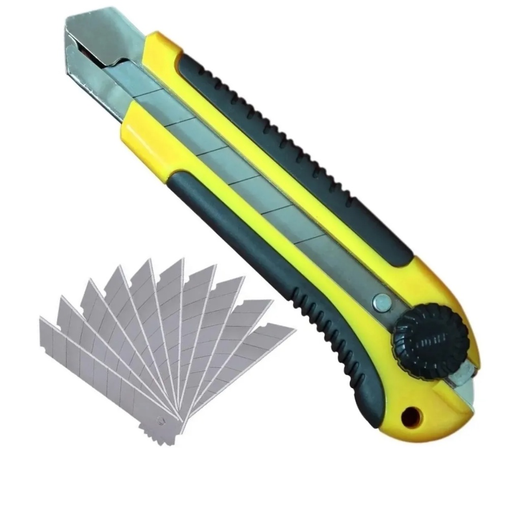 Kit Estilete Profissional 1 Lâmina 25mm  Reforçado + 10 Lâmina 25mm Fertak