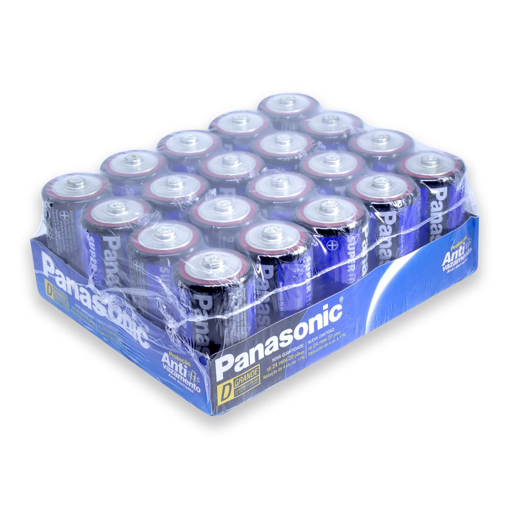 Pilha Zinco D Panasonic Bateria Carvão Grande LR20 Bandeja kit  20 unidades