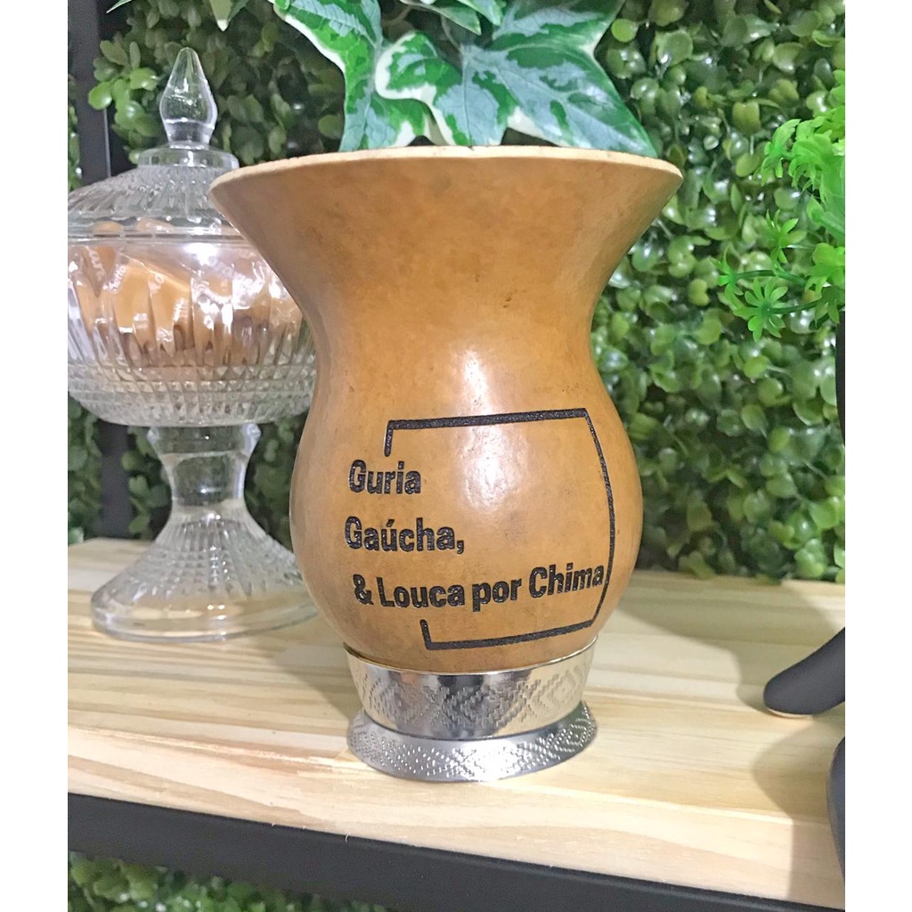 20 CUIAS PERSONALIZADAS - Cuia de Porongo com Pé Metálico