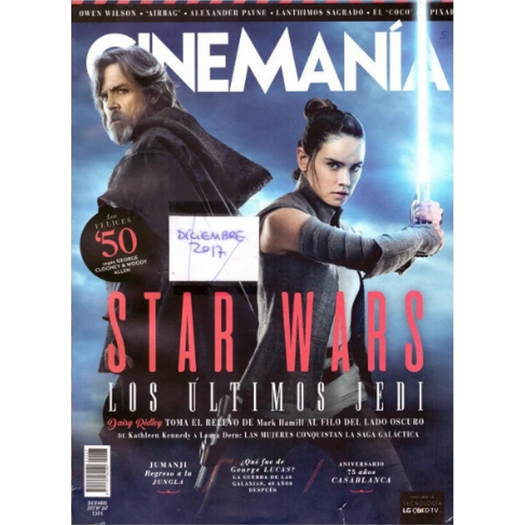 REVISTA CINEMANIA, DE 2017, COM MARK HAMILL E DAISY RIDLEY (STAR WARS) NA CAPA.