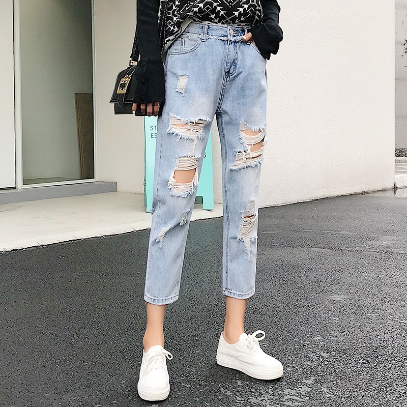 calca jeans feminina larga