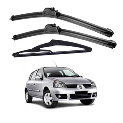 Kit 3 Palhetas Limpador De Parabrisa Dianteiro + Traseiro Renault Clio Hatch Ano 1999 á 2012