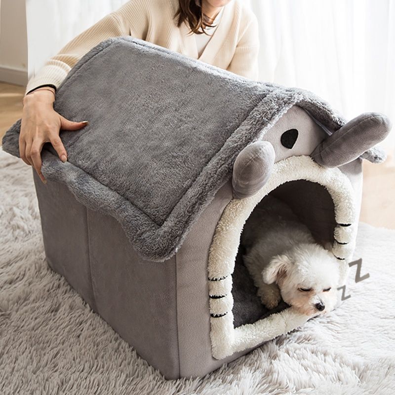 Cama De Gato Cachorro Casa De Estimação Interna Com Orelhas Longas Removíveis E Laváveis N...
