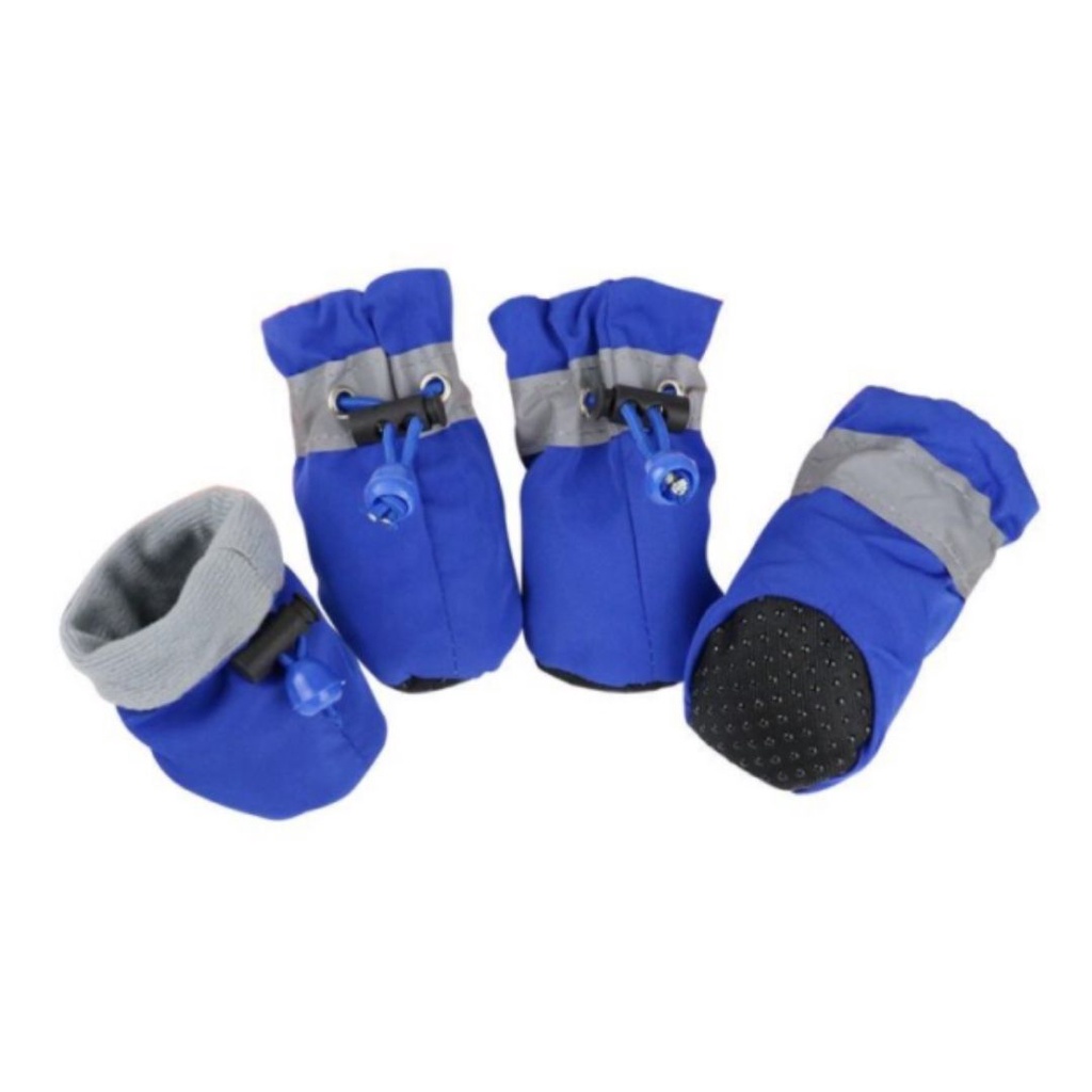 Bota Sapato de Cachorro Pet Tecido Impermeável Antiderrapante Azul